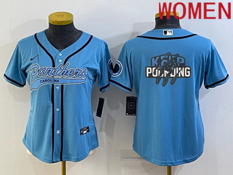 Women Carolina Panthers Blank Blue 2022 Nike Co branded NFL Jerseys->women nfl jersey->Women Jersey